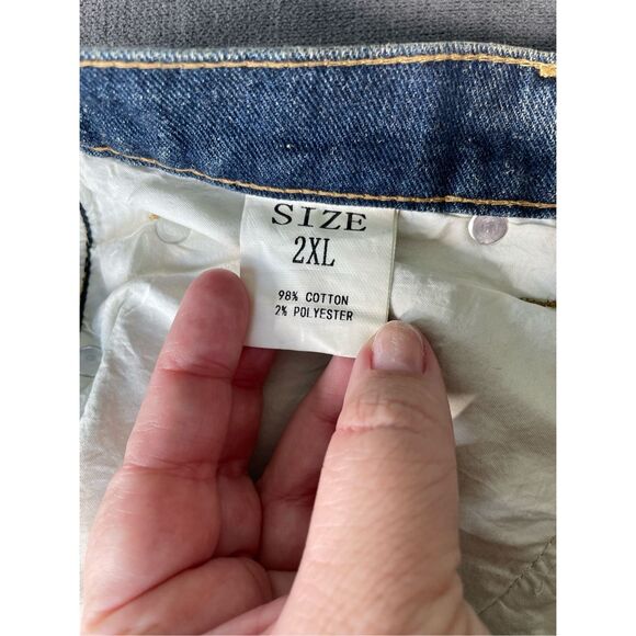 Mijko Zipper Jeans Mens 2XL Blue Gradient Baggy Denim Y2K Statement Streetwear - Picture 10 of 16